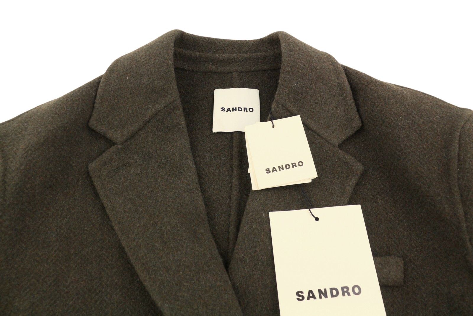Sandro FISHER 38 M Khaki Wool Blend Collar 88488 Size M / US 6-8 / IT 42-44 - 6 Thumbnail