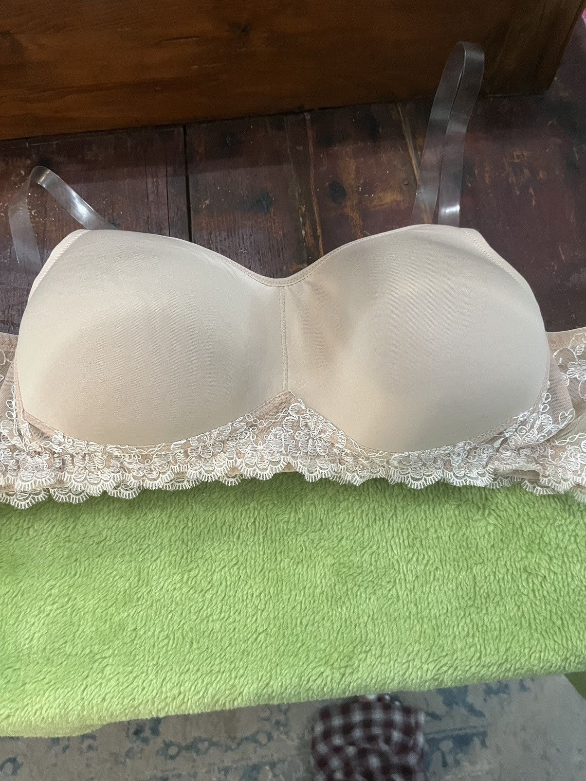 Other ABC Size 42B beige lacy clear straps bra Size ONE SIZE - 1 Thumbnail