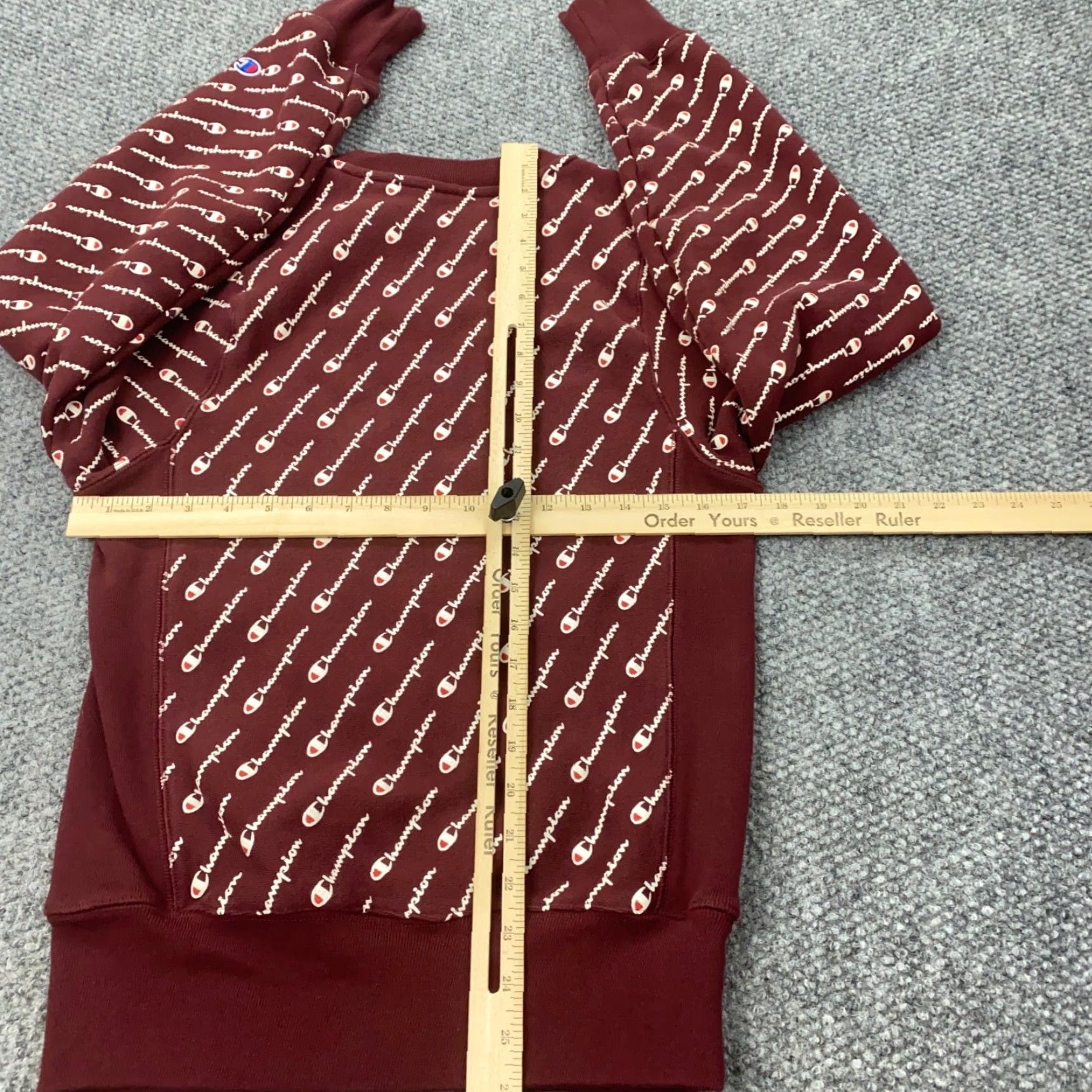 Champion Champion Sweatshirt XS Maroon Reverse Weave All Over Print Logo Crew Mens Size US XS / EU 42 / 0 - 7 Thumbnail