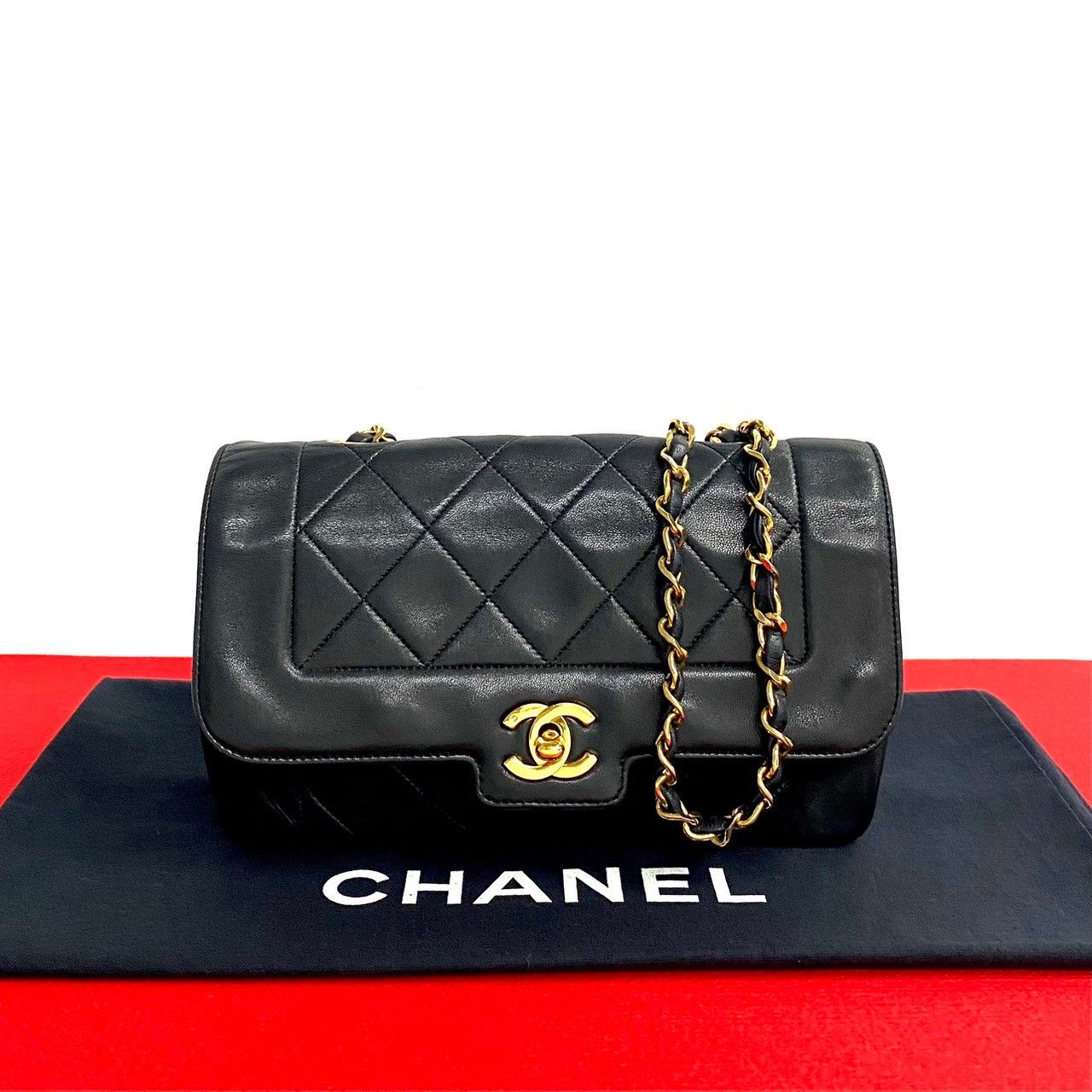 Chanel Chanel Lambskin Matelasse Coco Mark Chain Shoulder Bag Leather Crossbody Bag 32660 in Black, Women's