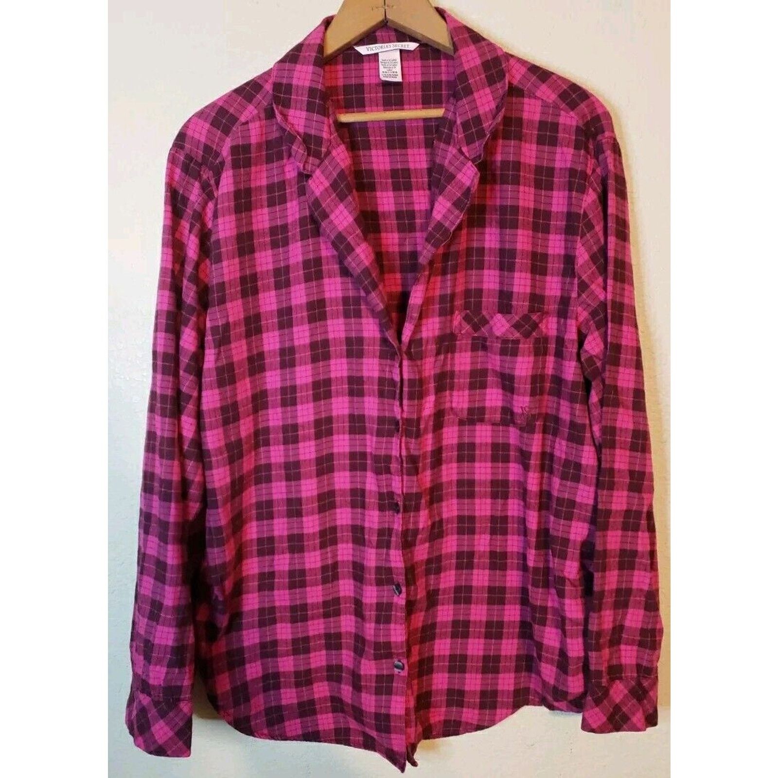 Victoria's Secret Victoria's Secret Pajama Top Womens Large Pink Plaid Size ONE SIZE - 1 Thumbnail