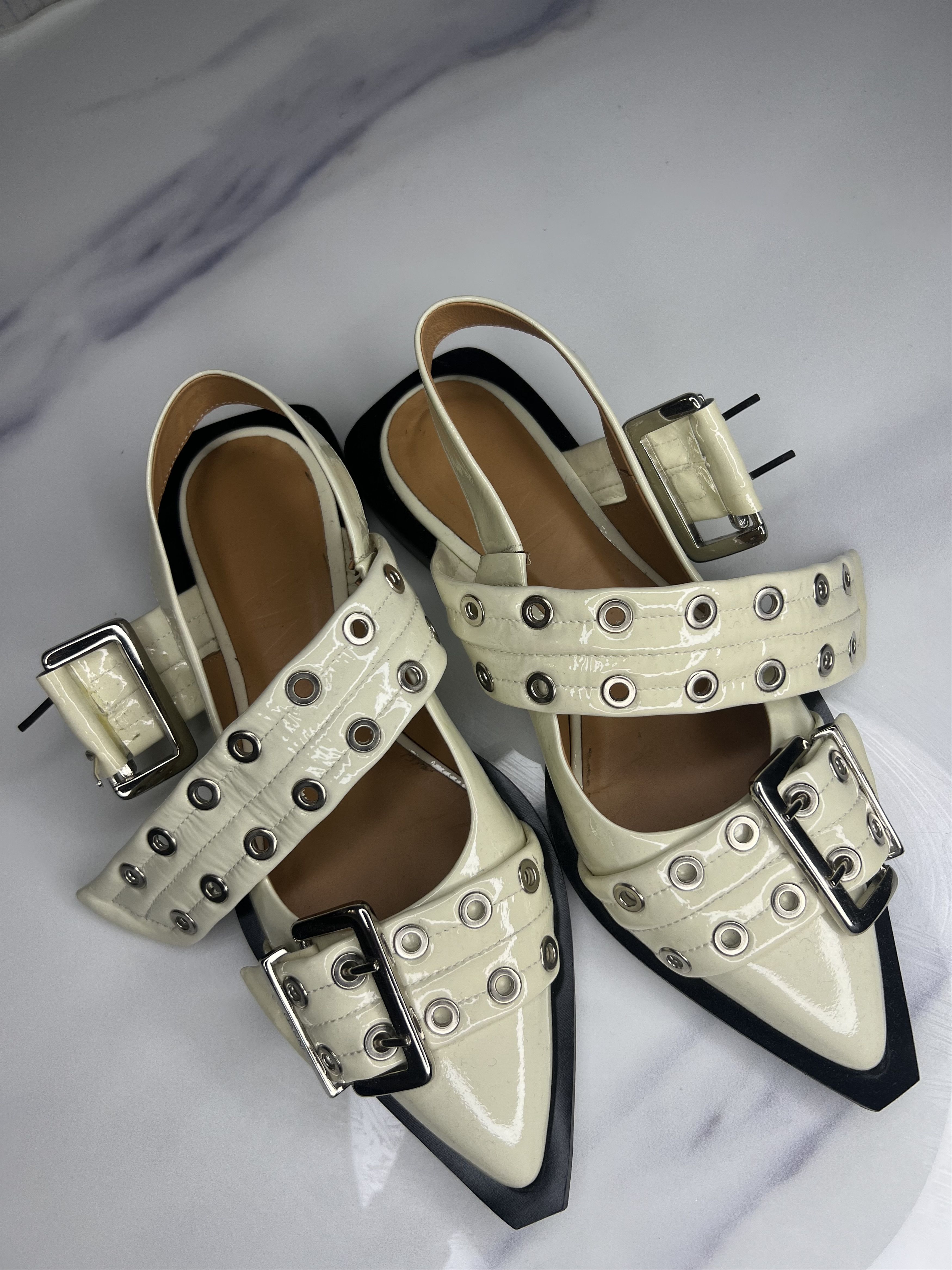 Ganni Wide Welt Buckle Ballerinas Flats Size US 6 / IT 36 - 1 Thumbnail