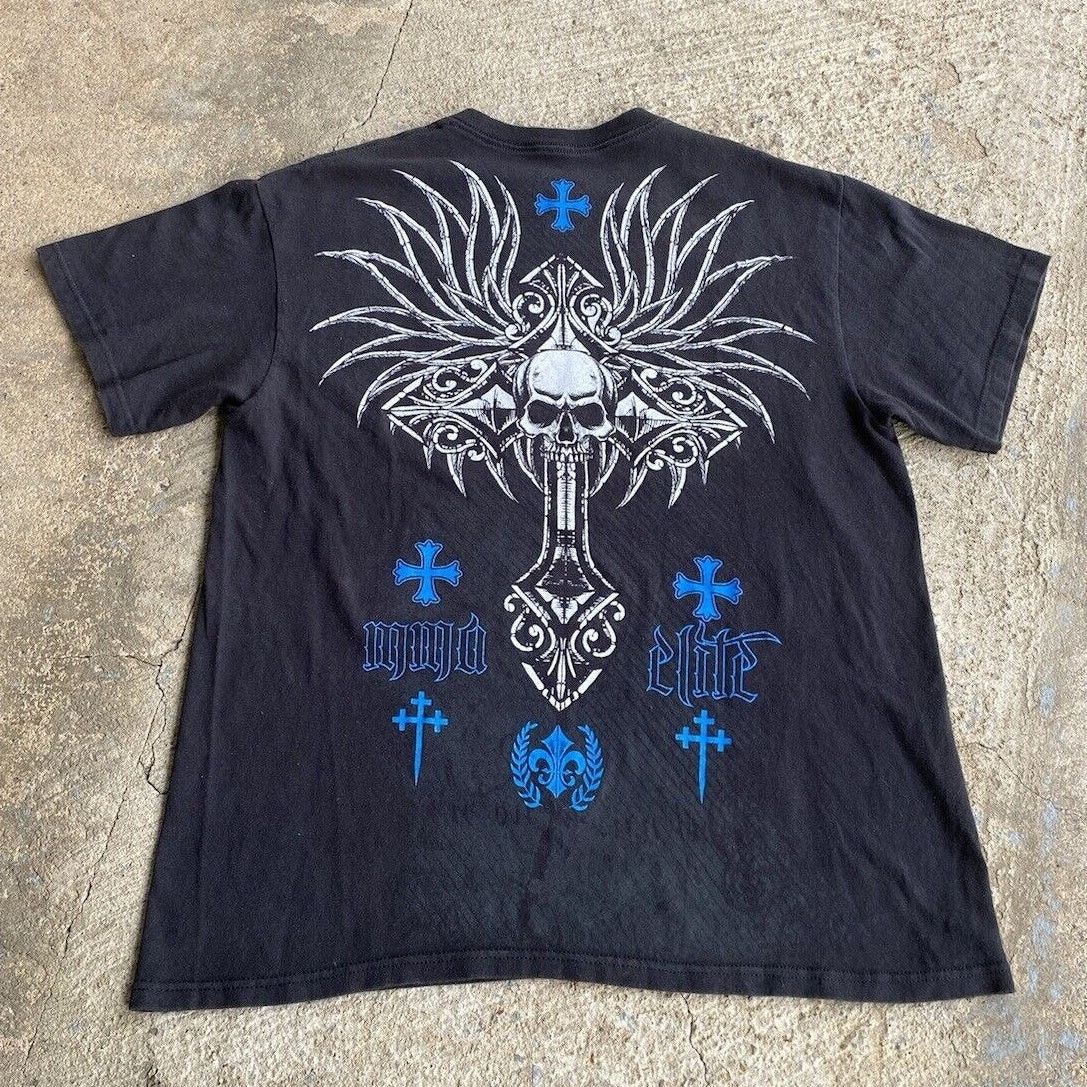 Affliction Vintage MMA Elite Large Skull Cross Gothic Tribal Shirt Size US L / EU 52-54 / 3 - 2 Thumbnail