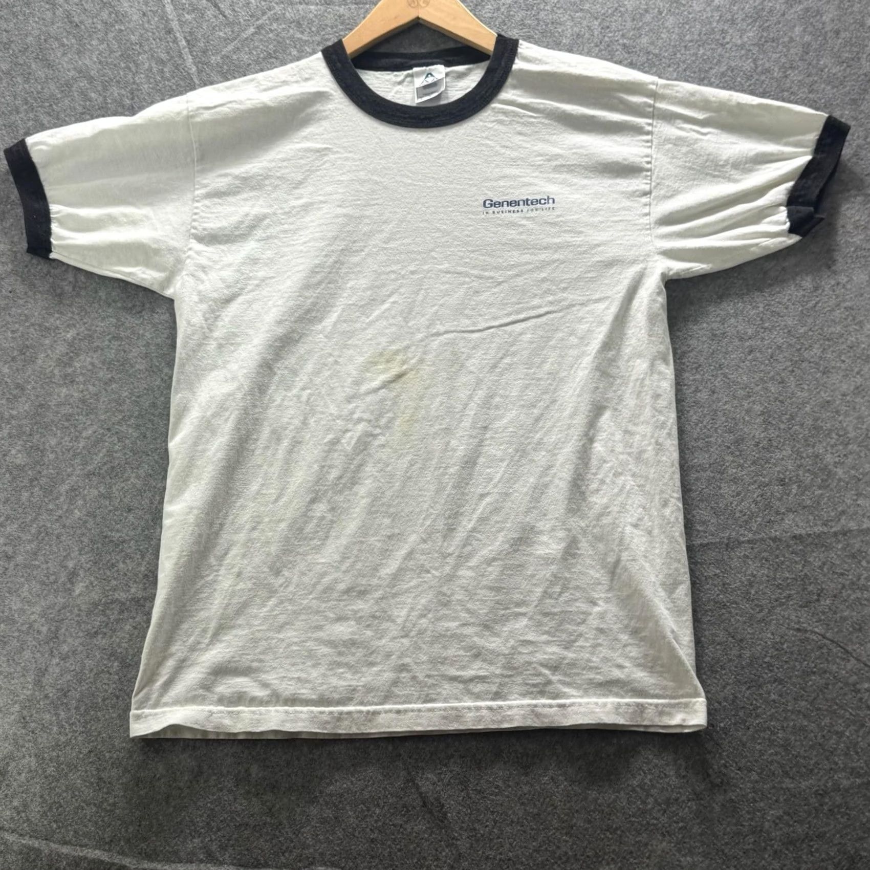 Logo 7 VINTAGE Genentech Logo Ringer Crewneck Cotton Jersey Alstyle Shirt Mens L White Size US L / EU 52-54 / 3 - 2 Thumbnail