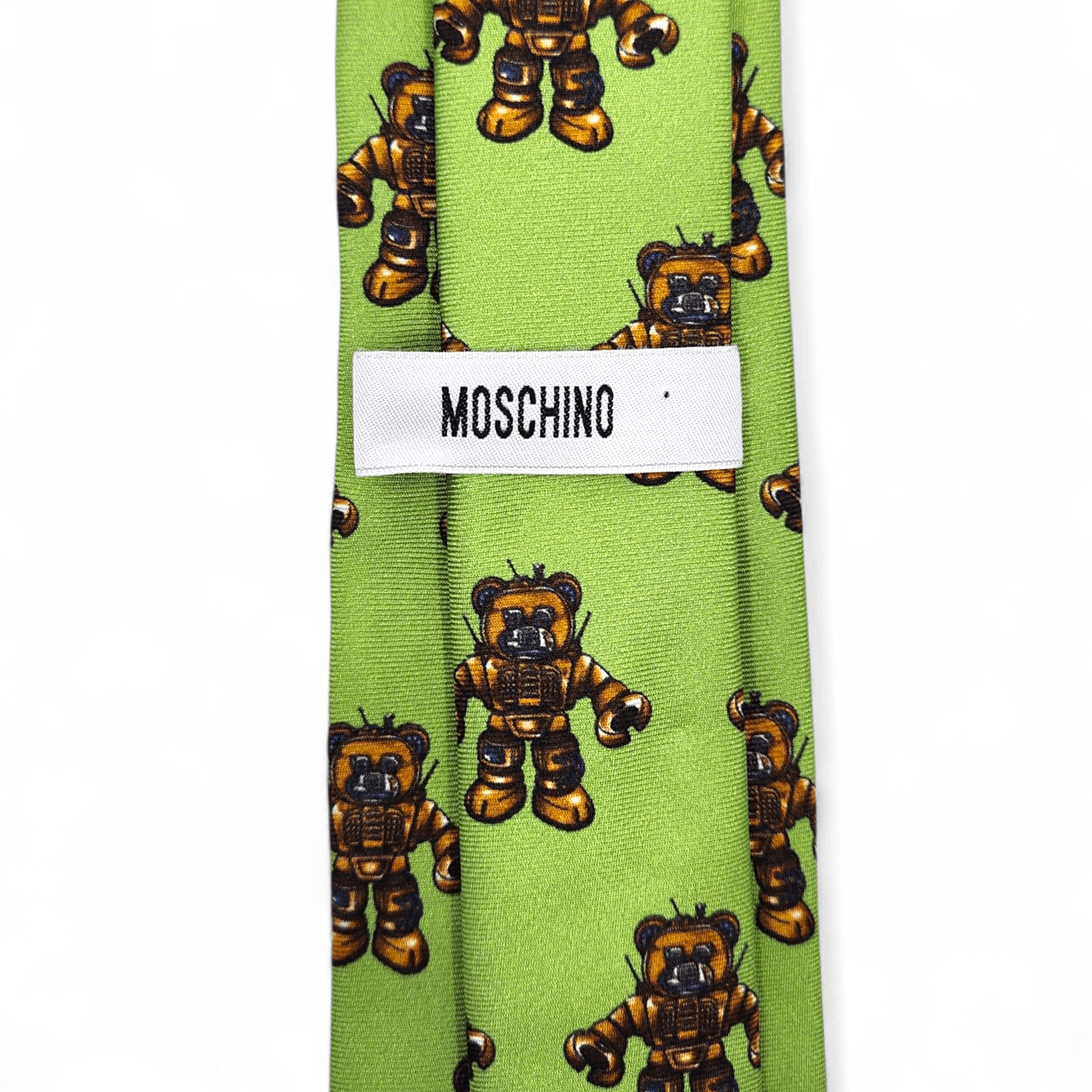 Moschino Moschino Green Robot Teddy Silk Tie Size ONE SIZE - 3 Thumbnail