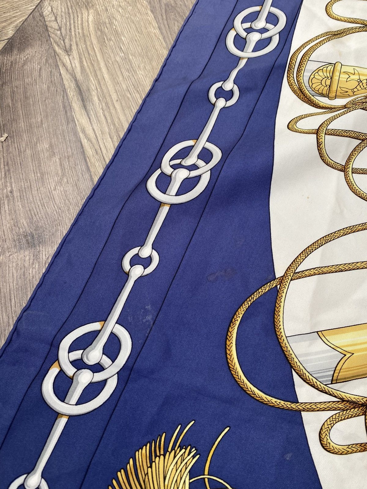 Hermes Vintage HERMES Carre 90 Cliquetis Scarf Blue Size ONE SIZE - 13 Thumbnail
