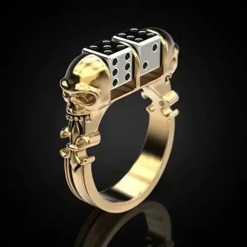 VIBE American Style Spinner Skull Gold Color Ring Size ONE SIZE - 2 Thumbnail