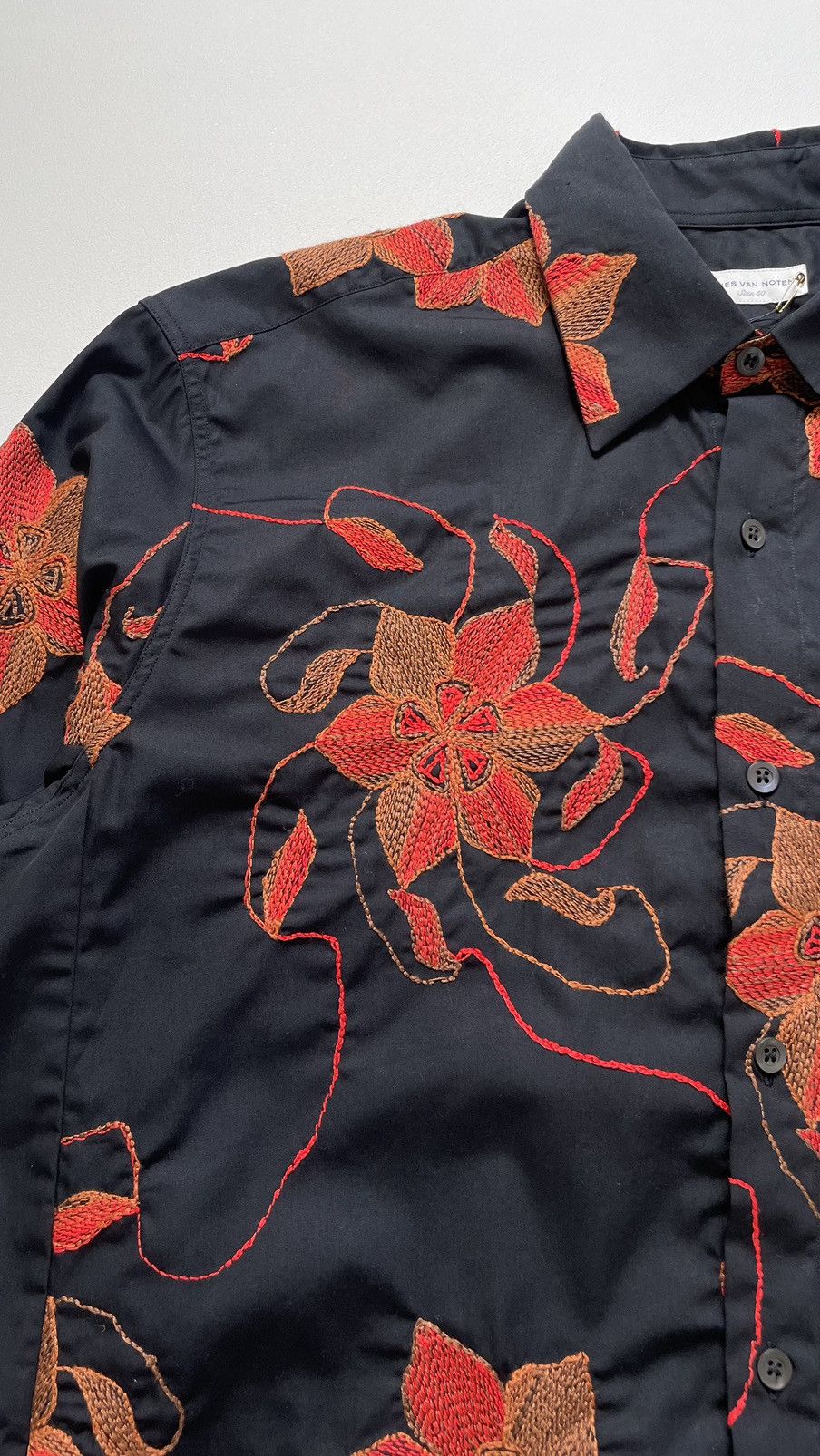 Dries Van Noten A/W 17 ‘Flower Embroidered’ Black Shirt Size US M / EU 48-50 / 2 - 5 Thumbnail