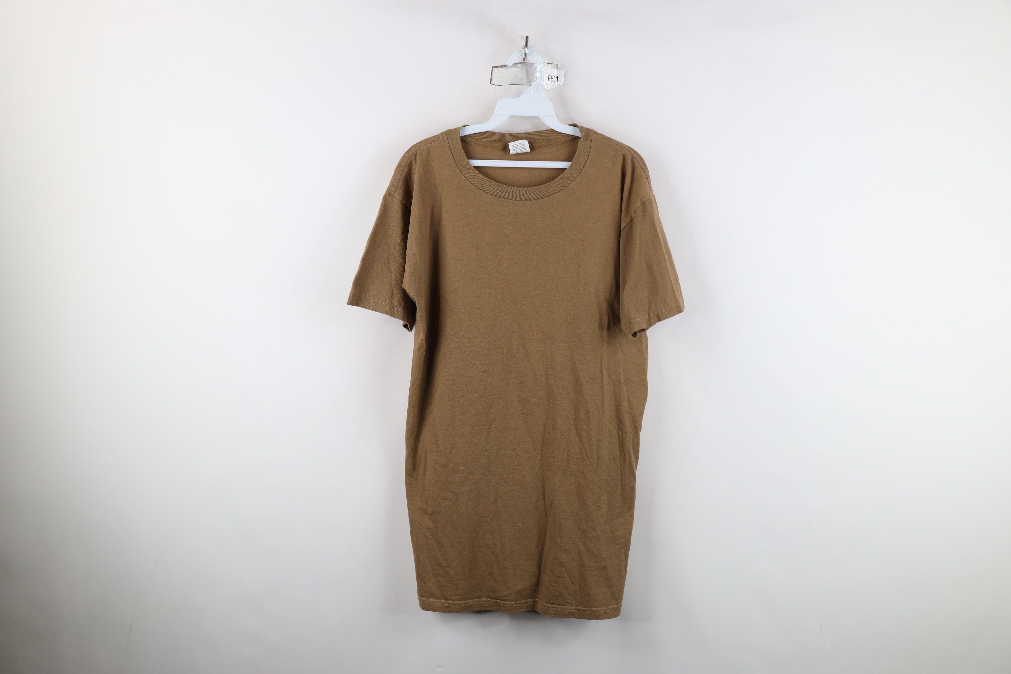 Vintage Vintage 90s Streetwear Blank Combed Cotton T-Shirt Brown USA Size US L / EU 52-54 / 3 - 1 Thumbnail