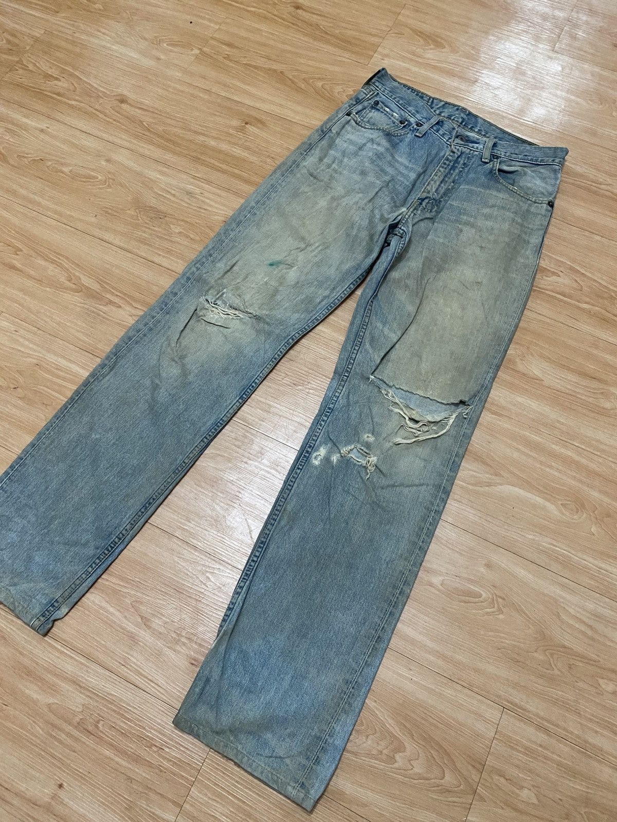 Levi's × Vintage Vintage levis 502 zipper destroyed denim very rare Size US 30 / EU 46 - 2 Thumbnail