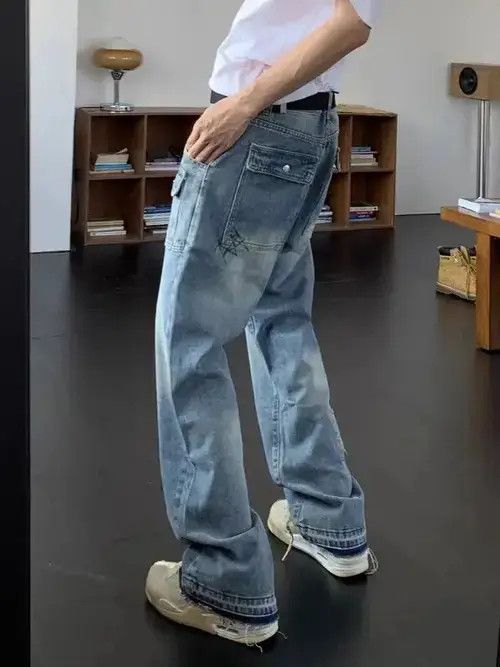 Jean High street washed distressed casual bootcut jeans Size US 32 / EU 48 - 3 Thumbnail