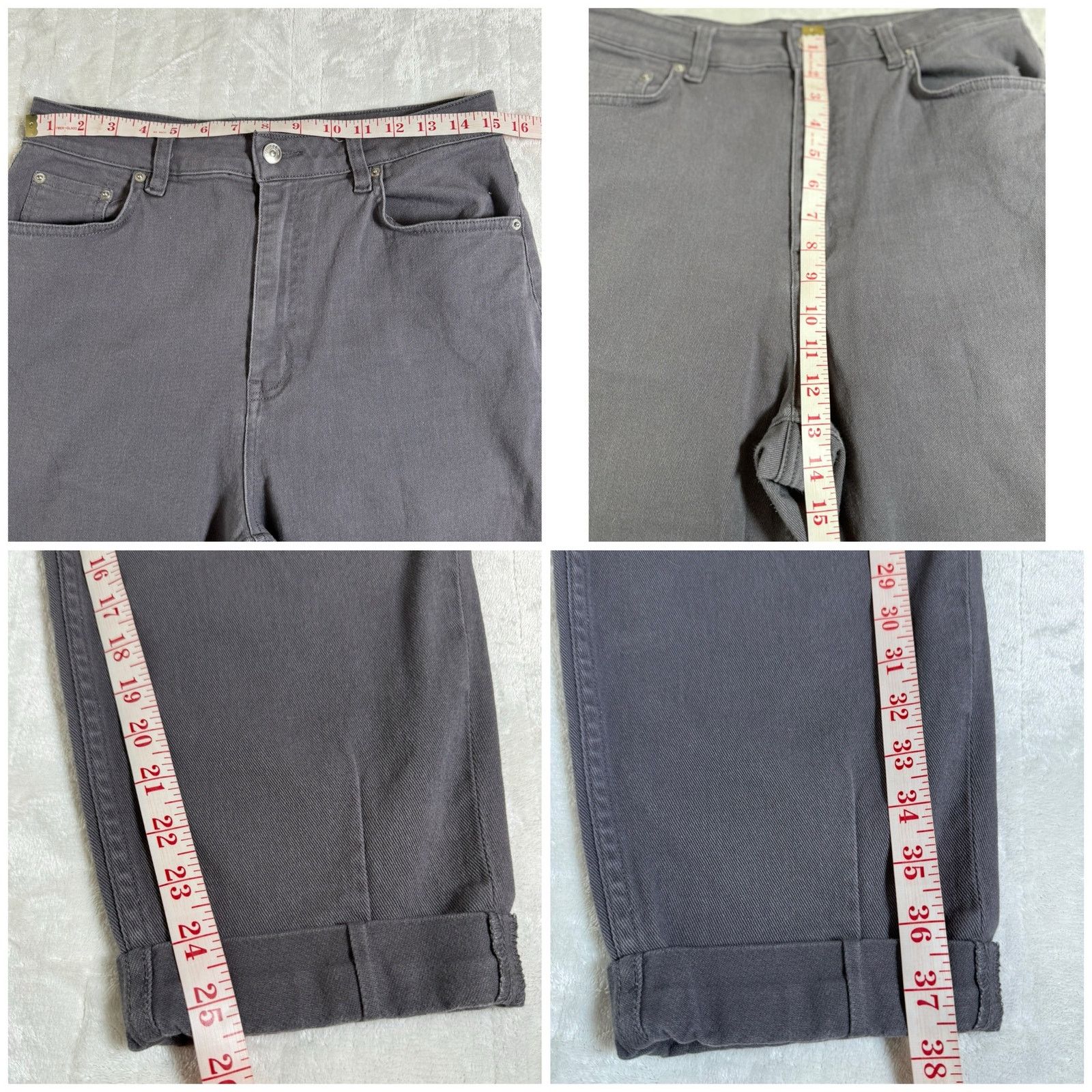 Unknown London Divided By H&M Cropped Jeans Stretch Pocket Cuffed Hem Denim Size 32" / US 10 / IT 46 - 6 Thumbnail