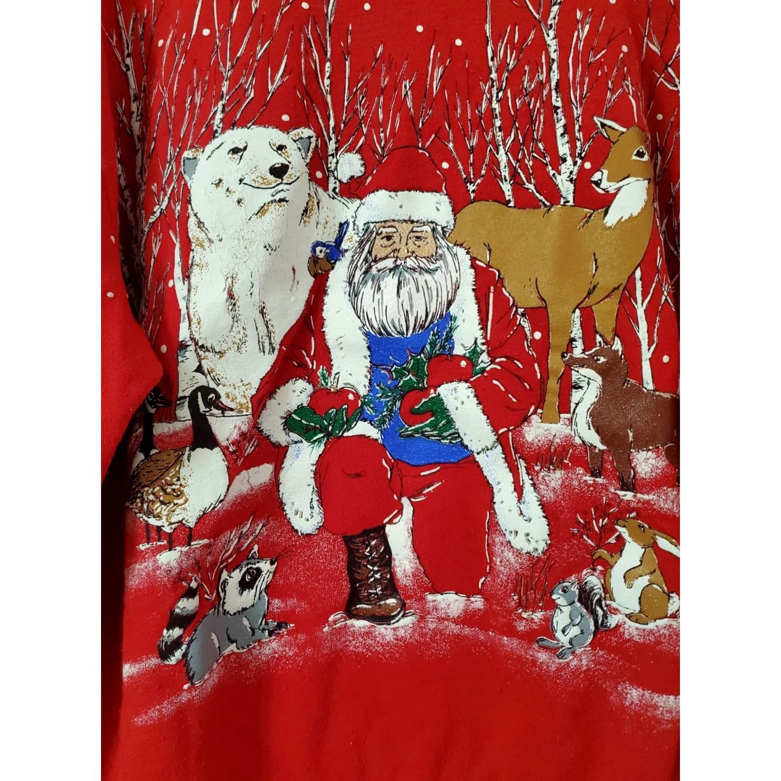 Vintage VINTAGE Holiday Time Christmas Sweater Red Large Acrylic Santa Bears Crew Neck Pullover Knitted Knit Winter Christmas Women Size L / US 10 / IT 46 - 3 Thumbnail