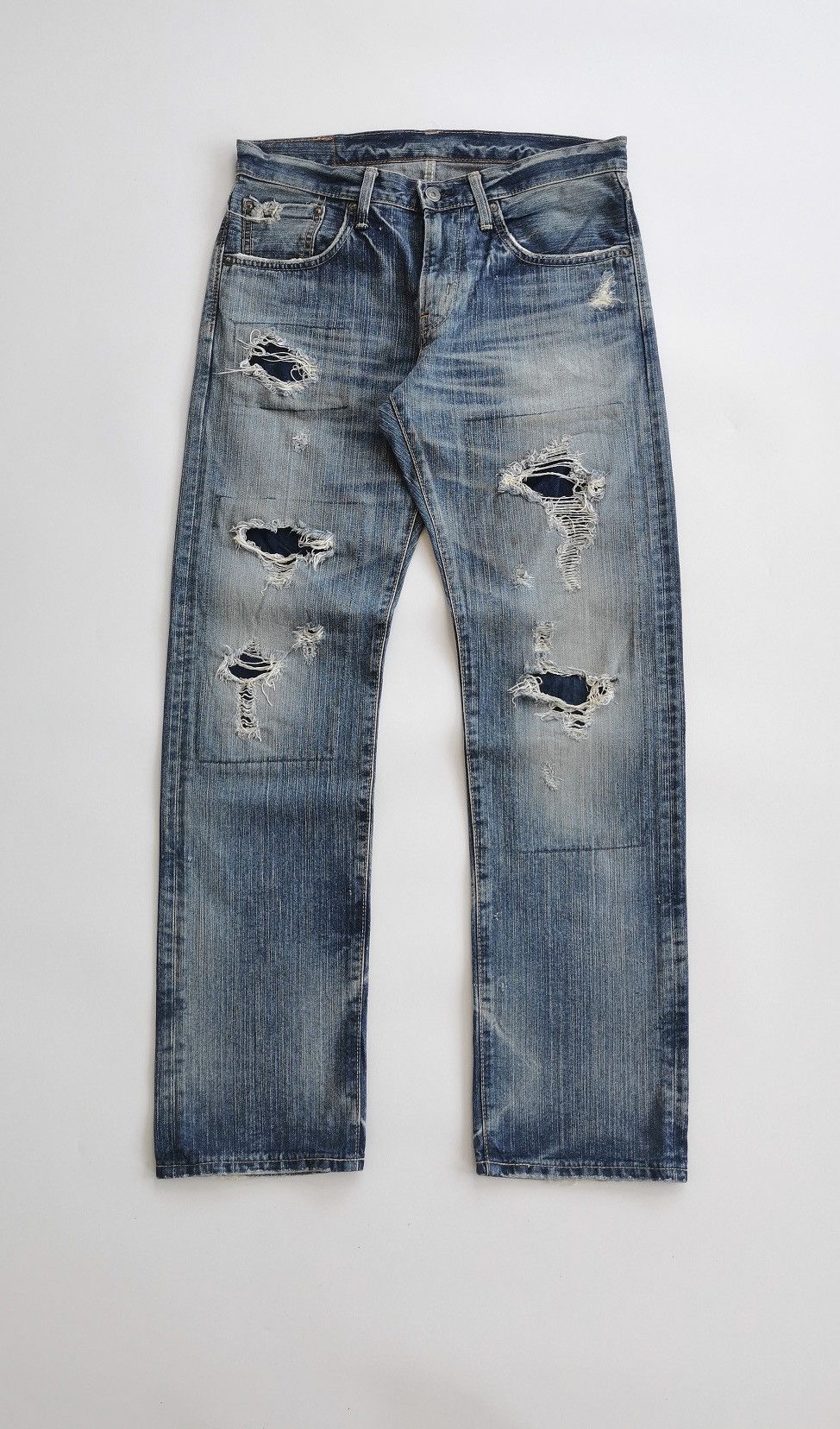 Edwin Vintage Edwin Extra Extreme Repaired Patchwork Denim Jeans Size US 32 / EU 48 - 2 Thumbnail