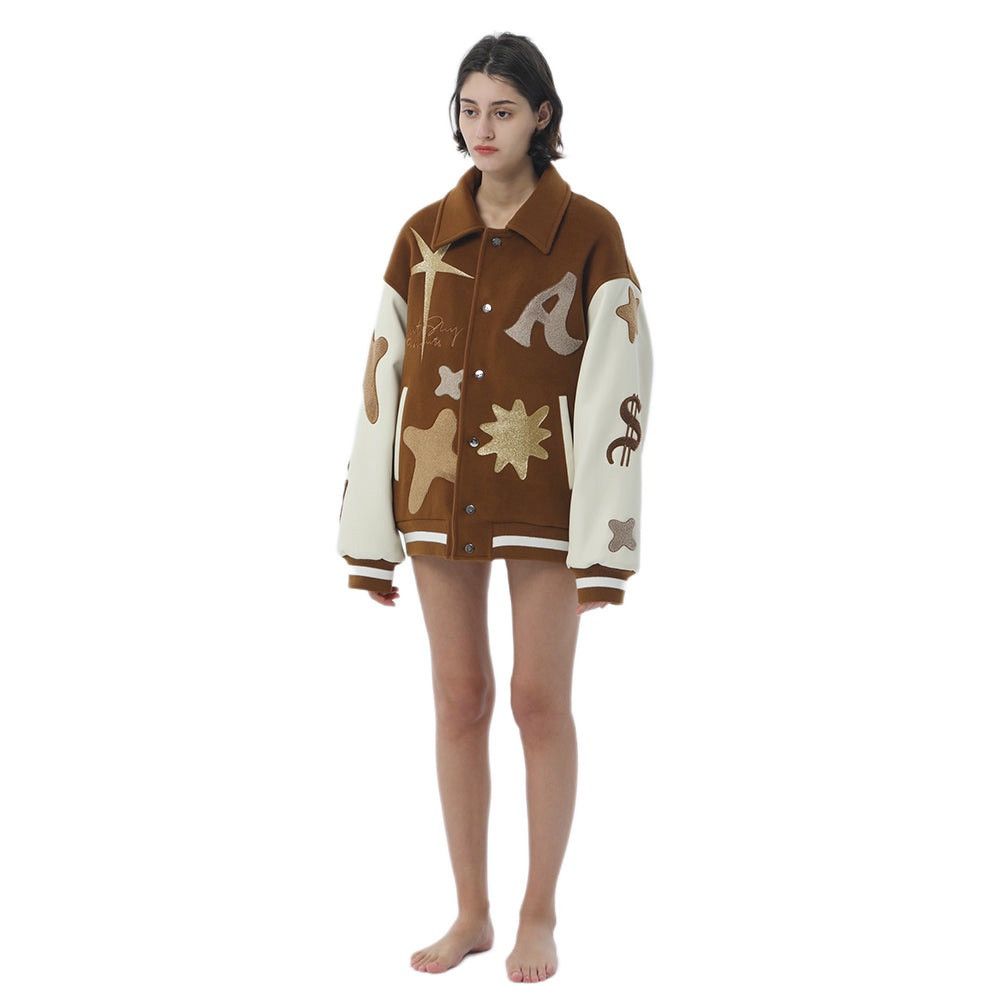 Other AIN’T SHY PE VS Jacket Off-White/Brown Wool Leather Varsity Size ONE SIZE - 1 Thumbnail