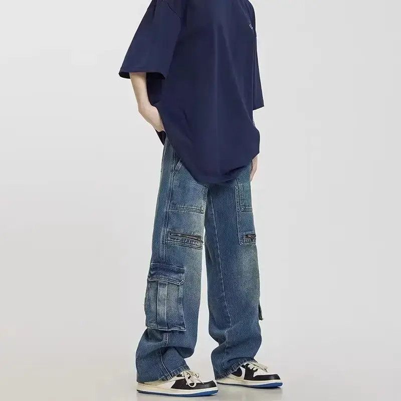 Japanese Brand Retro multi pocket straight leg casual jeans Size US 32 / EU 48 - 2 Thumbnail