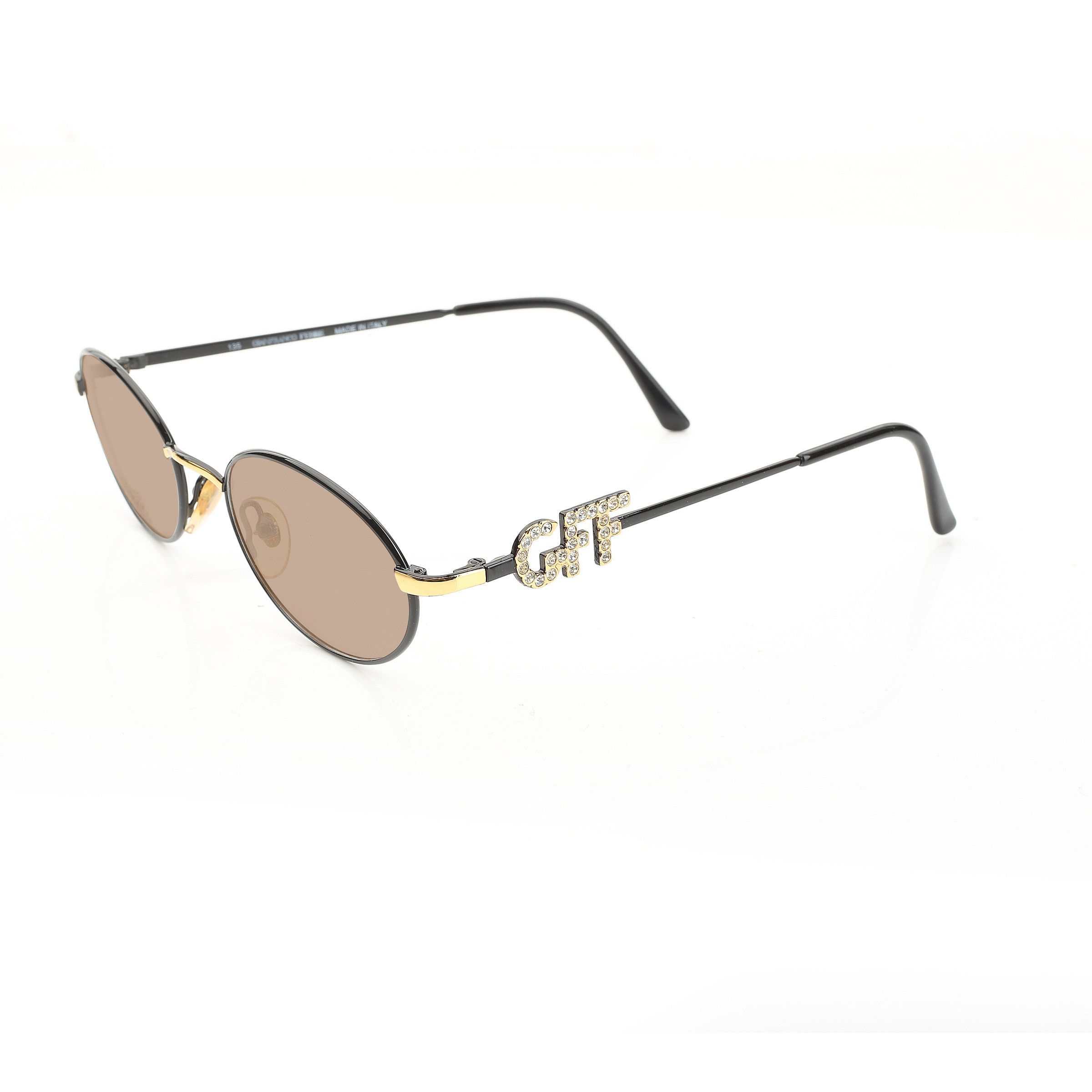 Gianfranco Ferre Gianfranco Ferre '90s Crystal Signature Blk Oval Sunglasses Size ONE SIZE - 1 Thumbnail