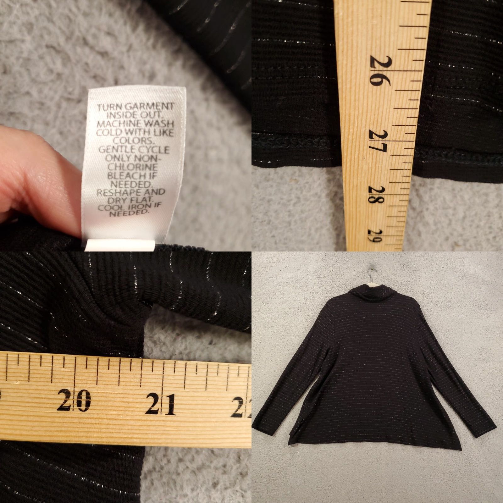J. Jill J. Jill Top Blouse Womens Large Black Silver Striped Cowl Neck Pullover Wearever Tunic Casual Shirt Size L / US 10 / IT 46 - 8 Thumbnail
