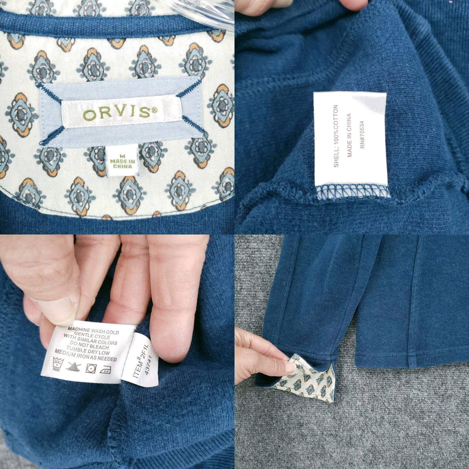 Orvis Orvis Sweater Mens M Medium Blue 1/4 Zip Pullover Mock Neck Long Sleeve Lined Size US M / EU 48-50 / 2 - 8 Thumbnail