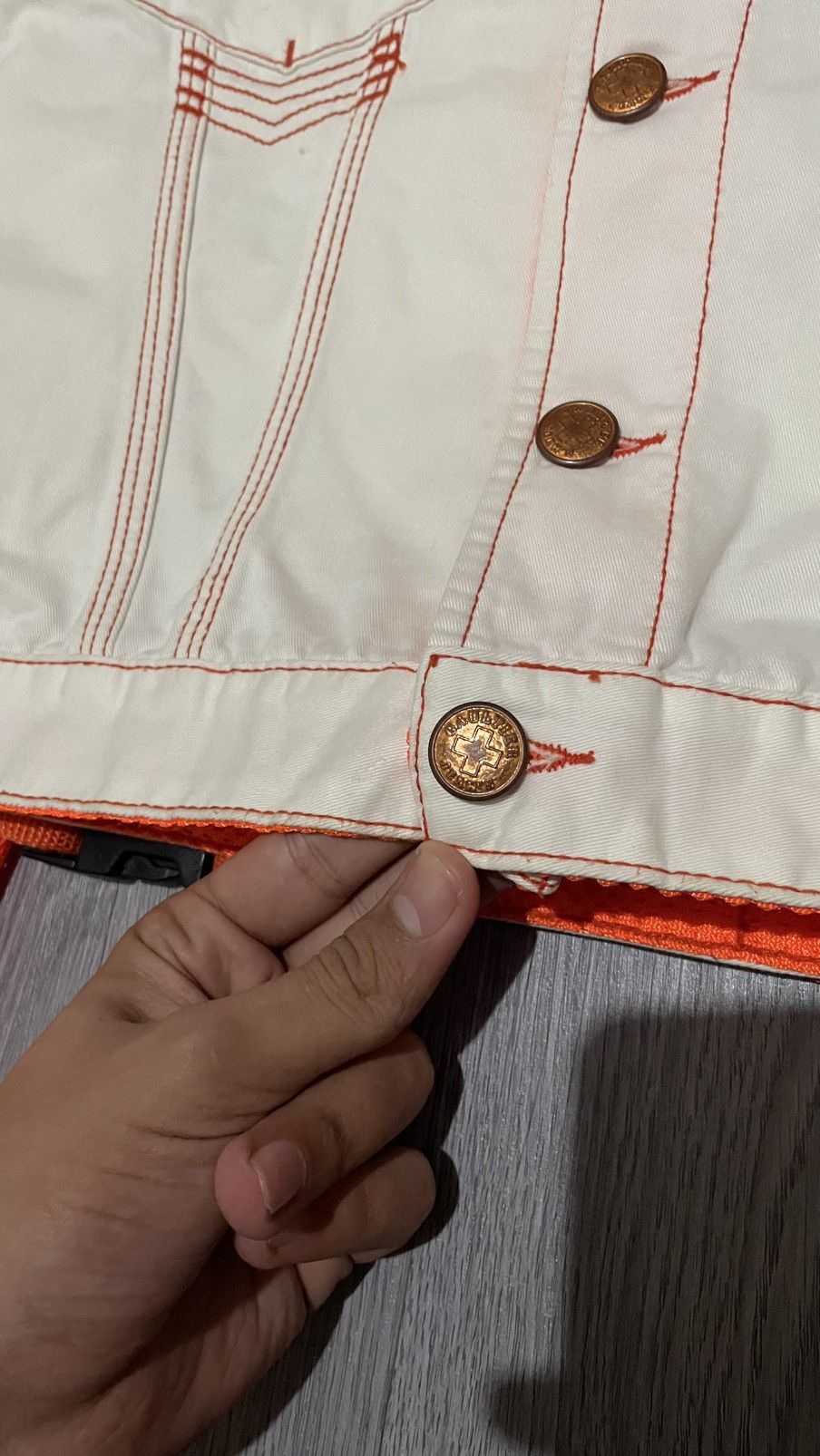 Jean Paul Gaultier Jean Paul Gaultier Jeans Orange & Cream Mesh Sleeve Jacket Size US S / EU 44-46 / 1 - 3 Thumbnail