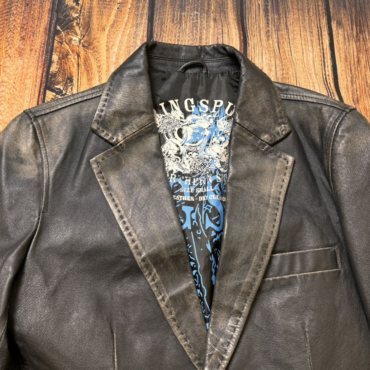 Japanese Brand × Vintage Leather jacket punk style skeleton 💀 tie dye Size US S / EU 44-46 / 1 - 4 Thumbnail