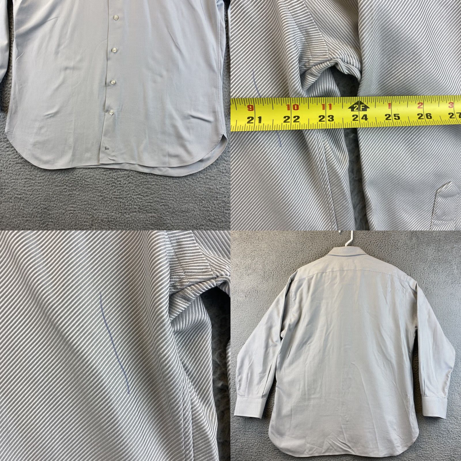 Nordstrom John W. Nordstrom Dress Shirt Mens 16.5 34 Gray 100% Cotton Button Pocket Dress Shirt Mens Regular Collar Point Cuff 46-39 Size 42R - 8 Thumbnail