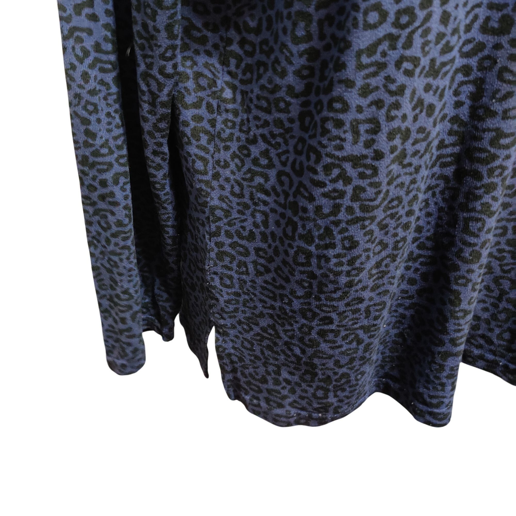 Other Mario Serrani Italy L Blue Black Leopard Print Long Sleeve S Size L / US 10 / IT 46 - 11 Thumbnail