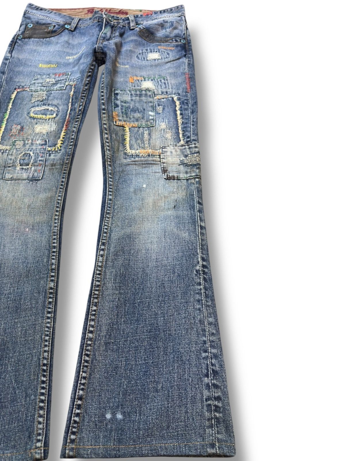 If Six Was Nine Vintage Back Number Flare Sashiko Boro Denim Size US 30 / EU 46 - 4 Thumbnail