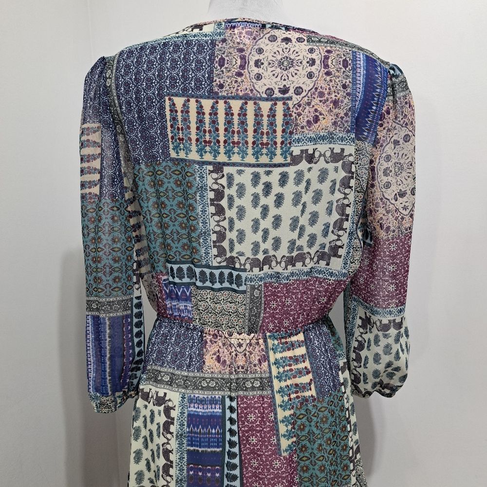 Other Hiche Colorful Patchwork Animal Print Boho Casual Tiered Dre Size M / US 6-8 / IT 42-44 - 15 Thumbnail