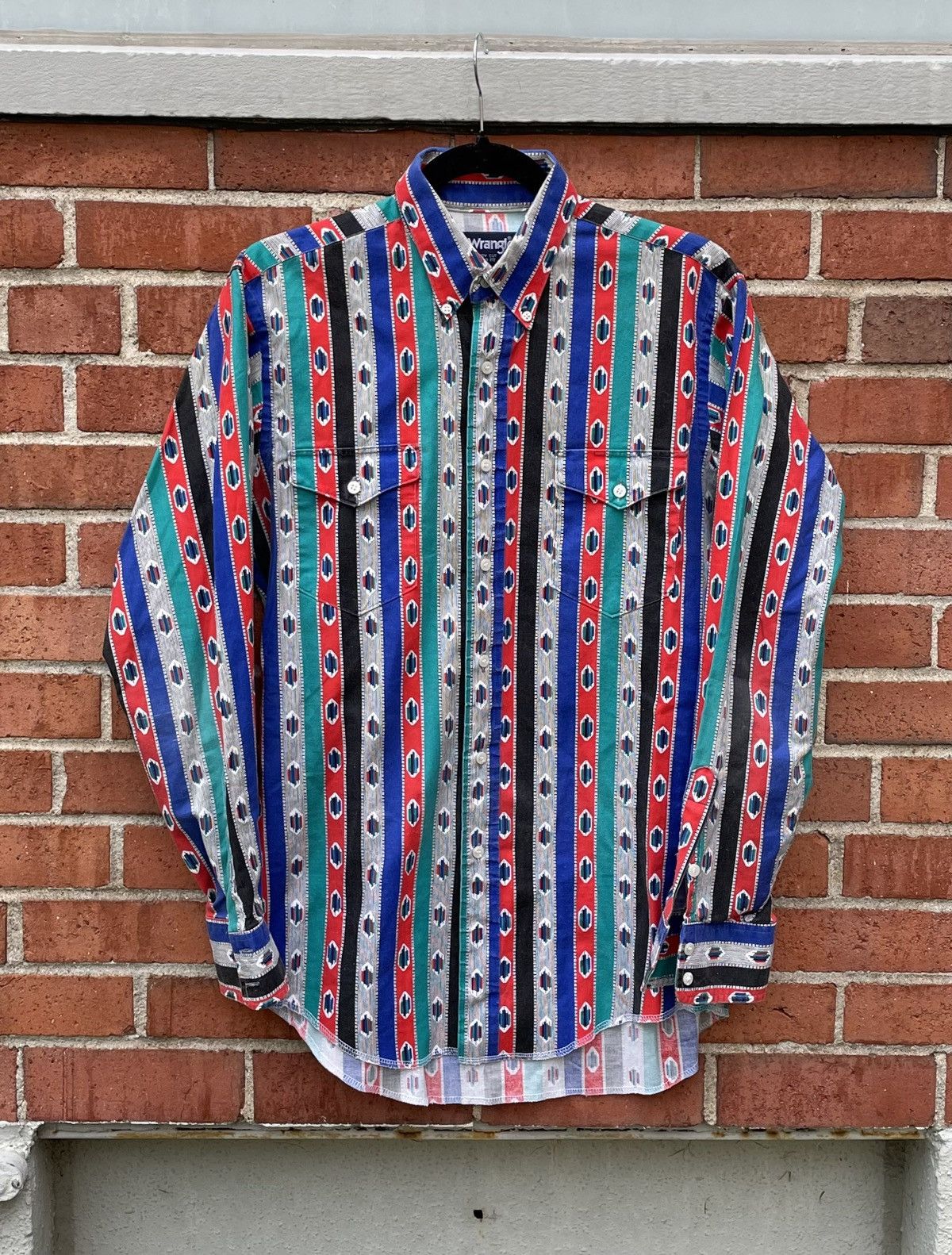 Wrangler VTG Wrangler Multicolor Abstract Striped Single Needle shirt Size US L / EU 52-54 / 3 - 1 Thumbnail