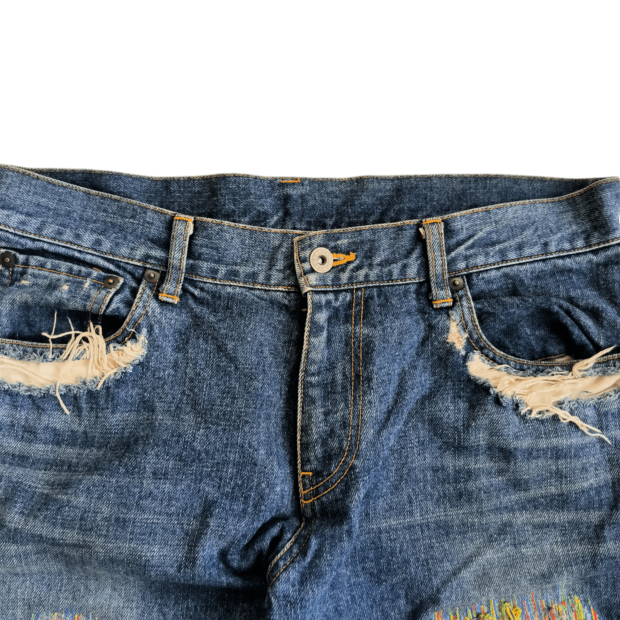 Japanese Brand Vintage 2000s Random Production Japan Distressed Jeans Size US 32 / EU 48 - 5 Thumbnail