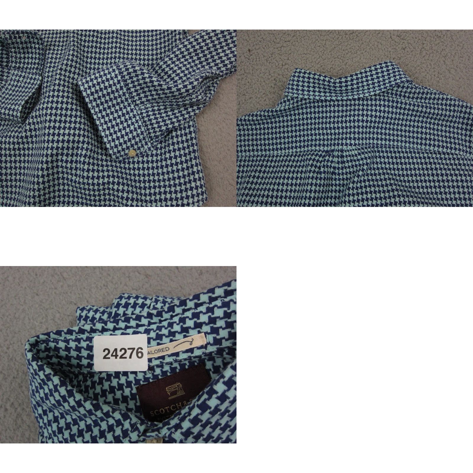 Scotch & Soda Scotch & Soda Shirt Adult Medium Blue Houndstooth Mens Button Up Casual 90s 80s Size US M / EU 48-50 / 2 - 9 Thumbnail