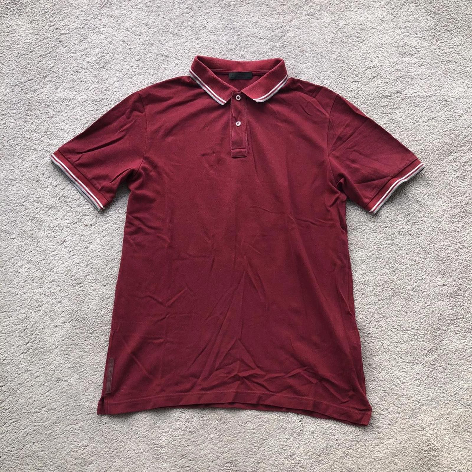 Prada Prada Tonal Red Tab Polo Shirt Size US XL / EU 56 / 4 - 1 Thumbnail