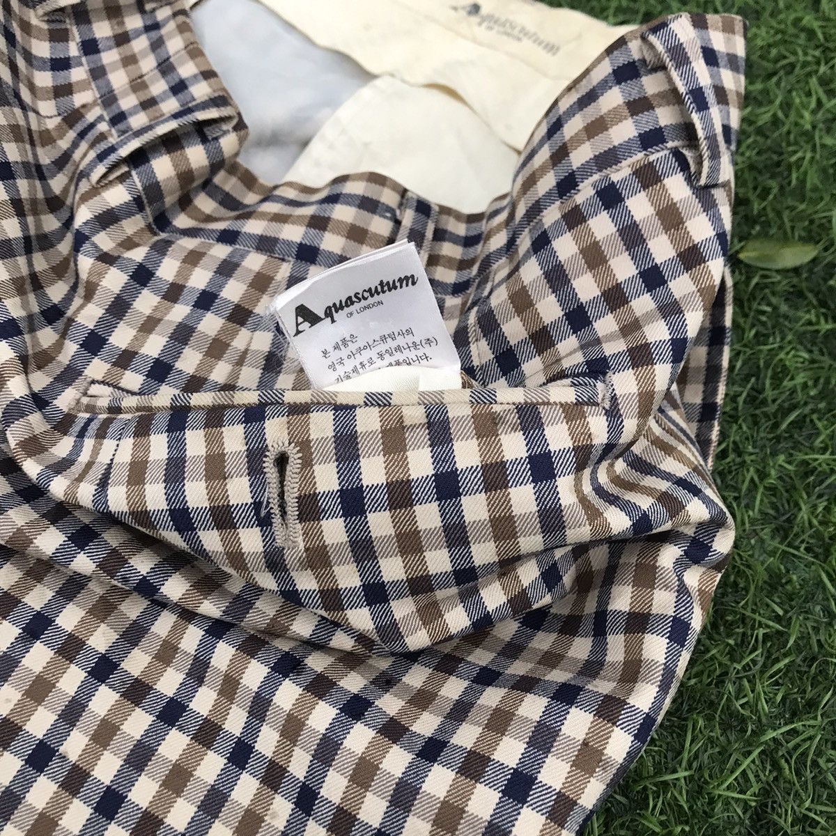 Aquascutum × Other UK × Vintage Aquascutum of london Winster Club Check Trouser Long Pants Size US 34 / EU 50 - 17 Thumbnail