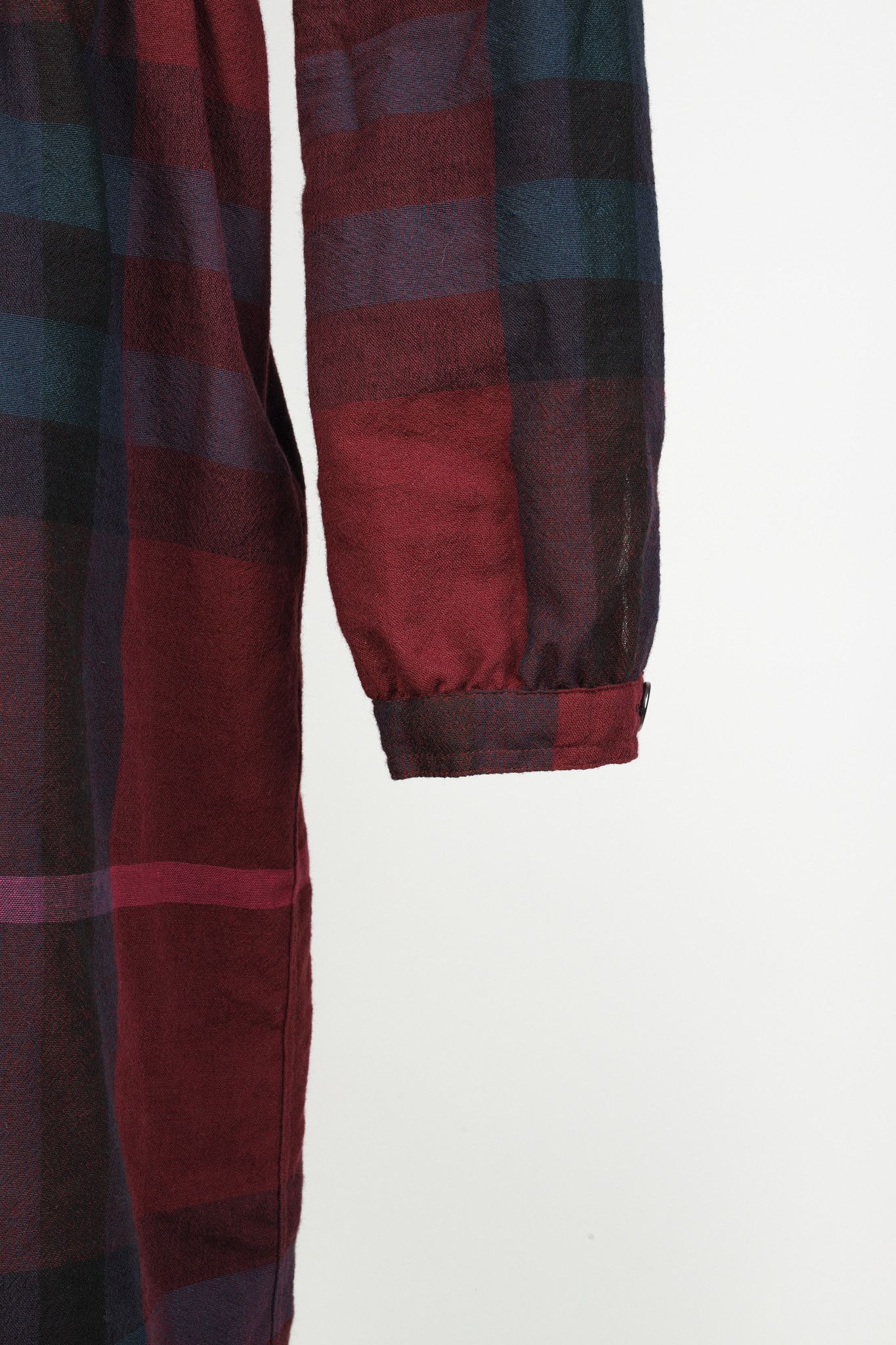 Burberry Burberry Brit Burgundy Check Ruffle-Trim Long-Sleeve Dress Size S / US 4 / IT 40 - 6 Thumbnail