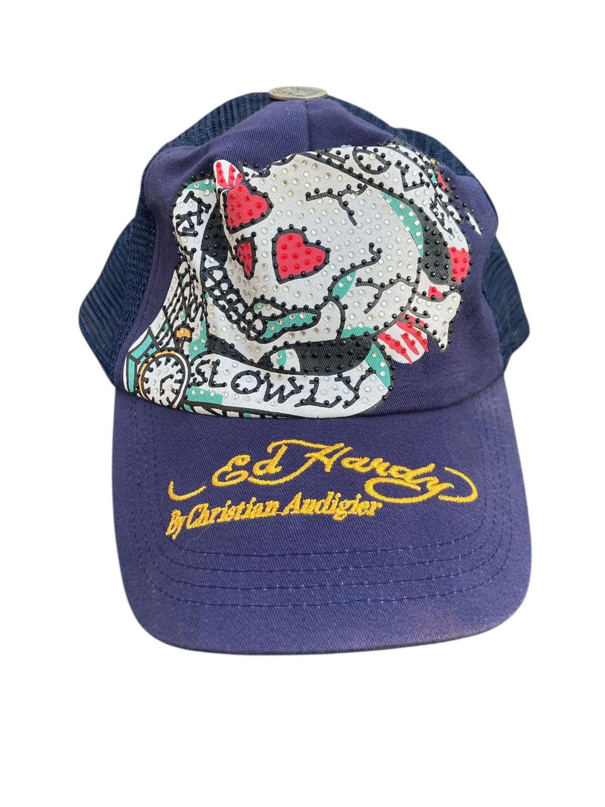 Ed Hardy VINTAGE Ed Hardy navy and blue skull cap with SWAG STICKER Size ONE SIZE - 2 Thumbnail