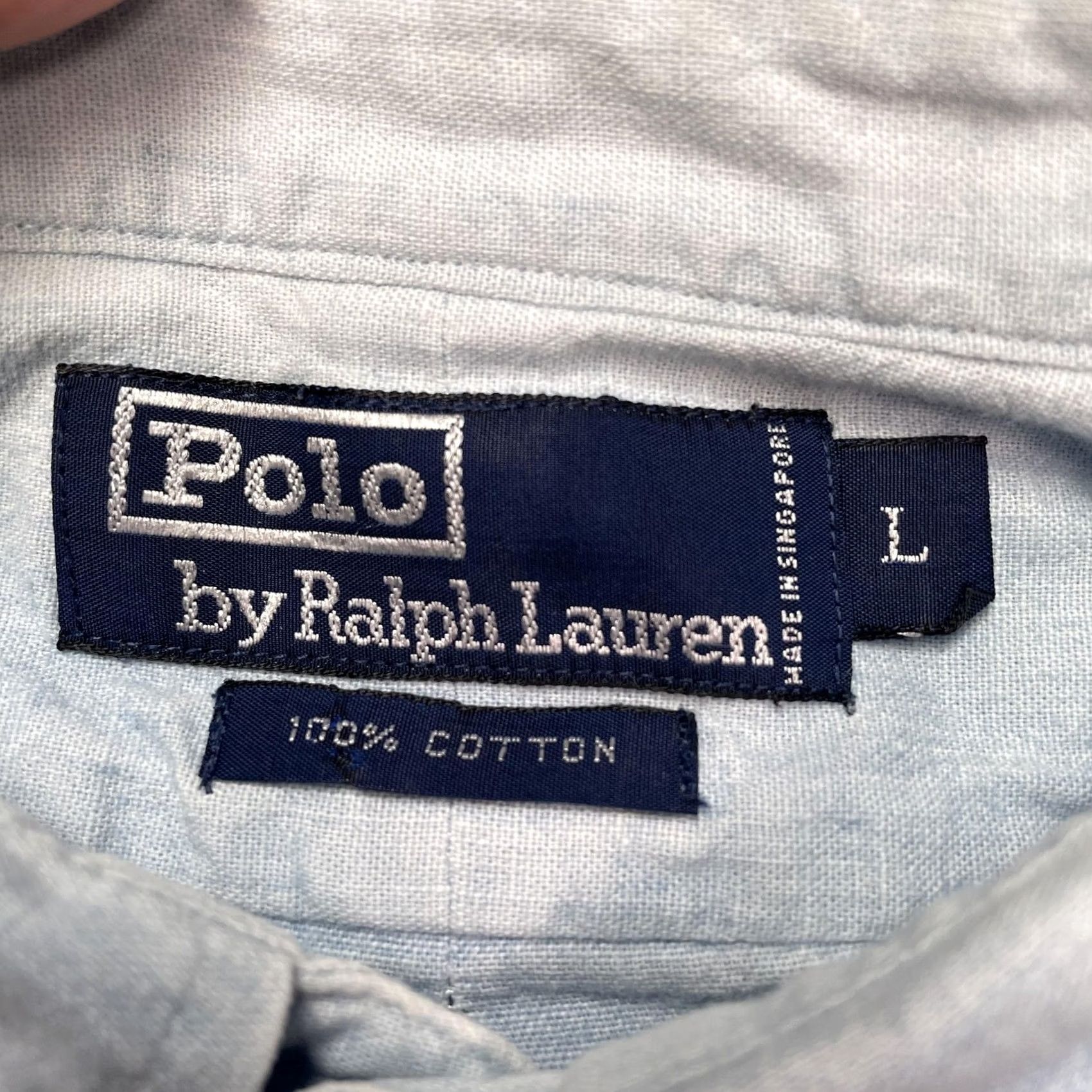 Polo Ralph Lauren Polo Ralph Lauren Shirt Mens Large Blue Chambray Long Sleeve USA Flag Shield Button-Up Chest Pocket Embroidered Size US L / EU 52-54 / 3 - 3 Thumbnail