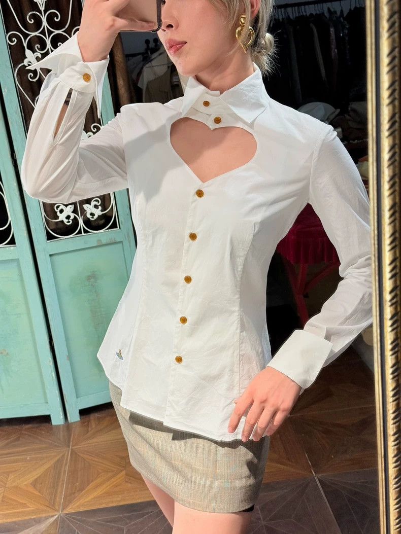 Vivienne Westwood Vivienne Westwood White shirt with hollowed out heart on t Size M / US 6-8 / IT 42-44 - 1 Thumbnail