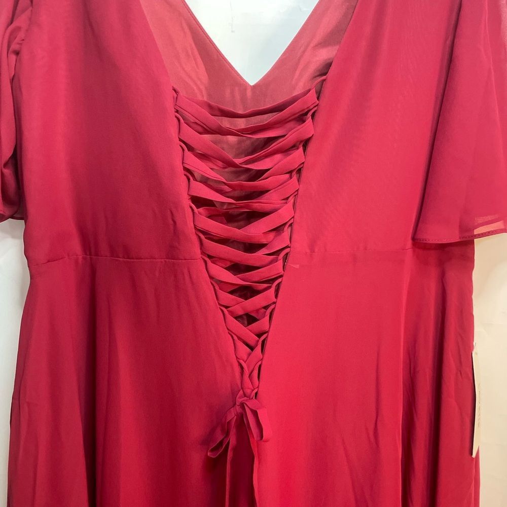 Other Lavetir A-Line V-Neck Half Sleeves Split Side Chiffon Mulber Size 4XL / US 24-26 - 5 Thumbnail