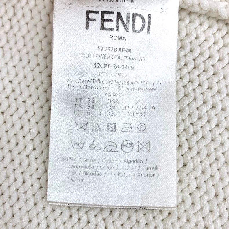 Fendi FENDI Off-White Cotton V-Neck Single Breasted Long Sleeve Size XXS / US 00 / IT 34 - 7 Thumbnail