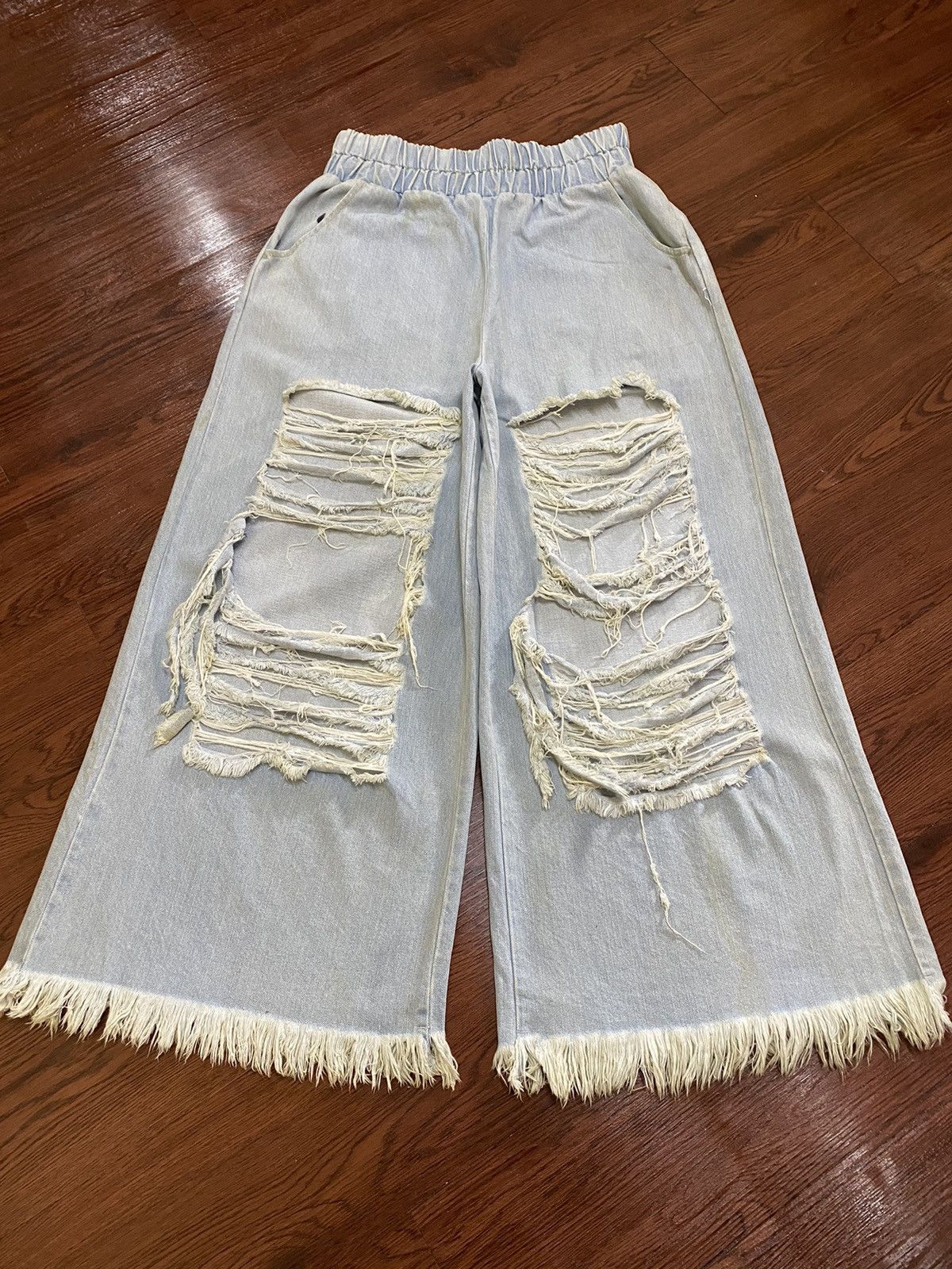 Japanese Brand Vintage Y2K Japanese MidRise Ripped Woman Baggy Frayed Pants Size 31" - 1 Thumbnail