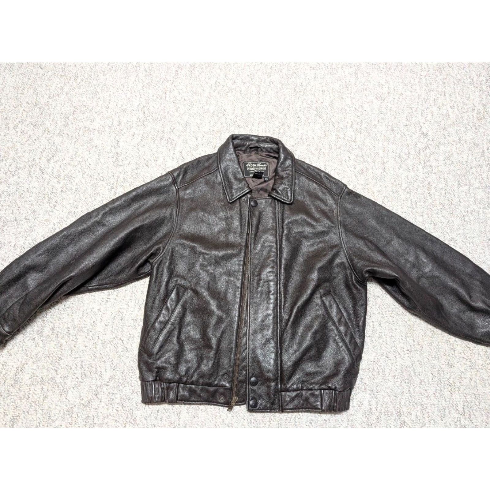 Eddie Bauer VINTAGE Eddie Bauer Leather Jacket Bomber Men M brown 42-44 1990s biker motorcycle casual Size US M / EU 48-50 / 2 - 6 Thumbnail