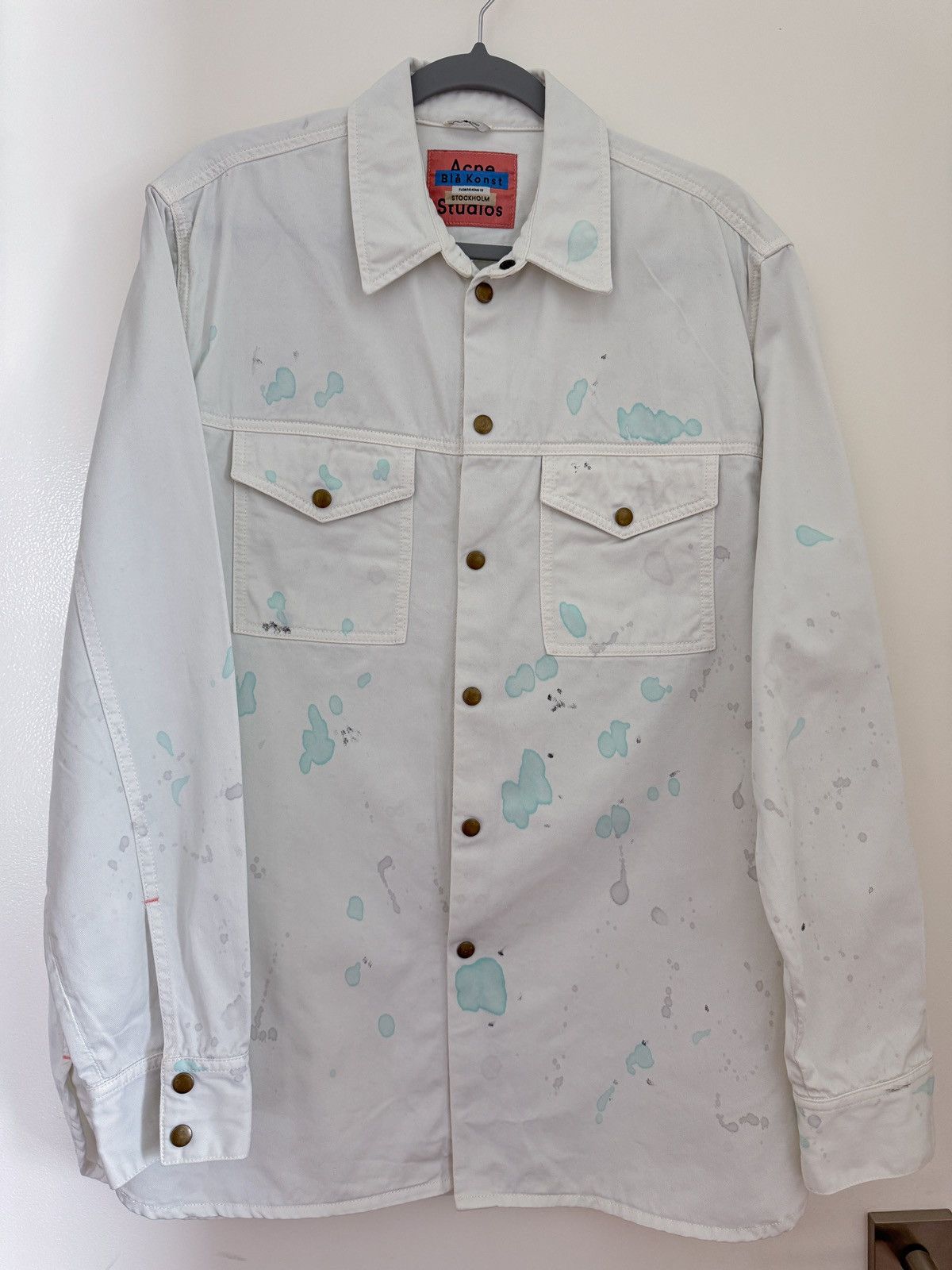 Acne Studios Acne Studios Splatter Painted White Denim Shirt Small Medium Size US S / EU 44-46 / 1 - 2 Thumbnail