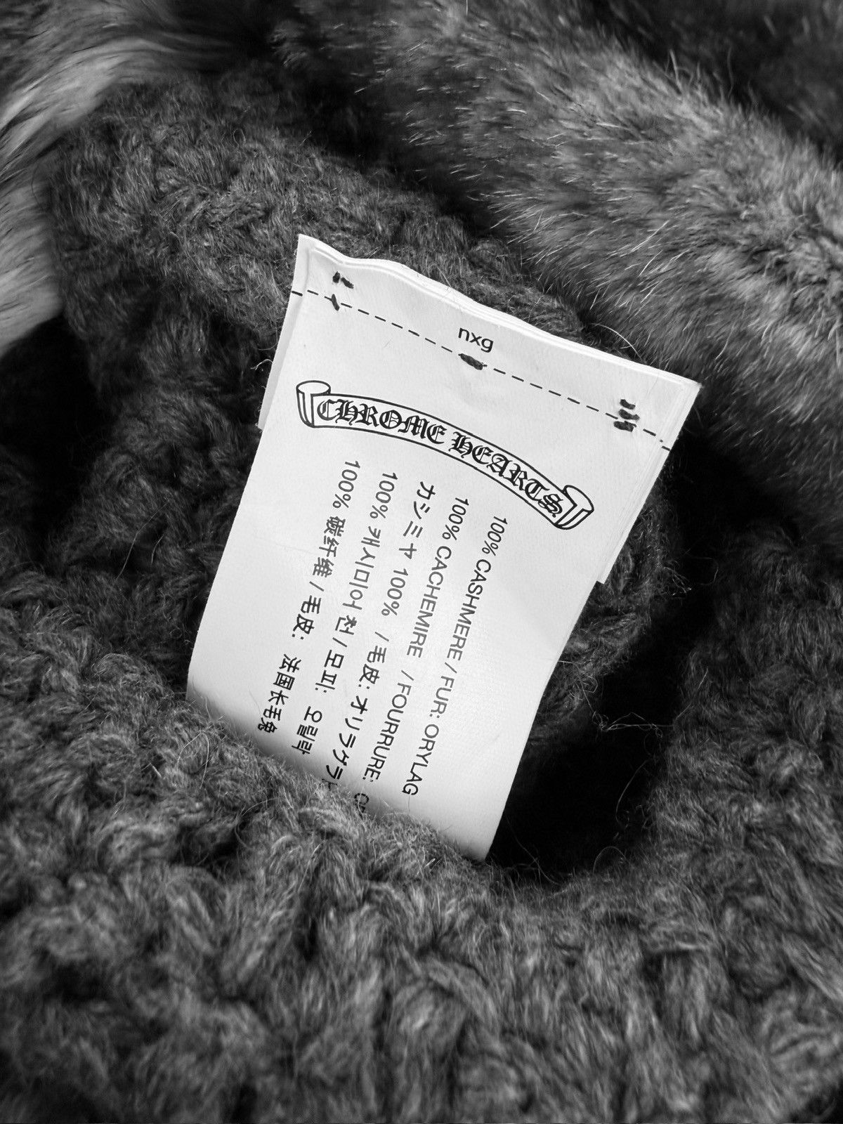 Chrome Hearts Chrome Hearts Chinchilla Fur Cashmere Grey Knitted .925 Beanie Size ONE SIZE - 4 Thumbnail