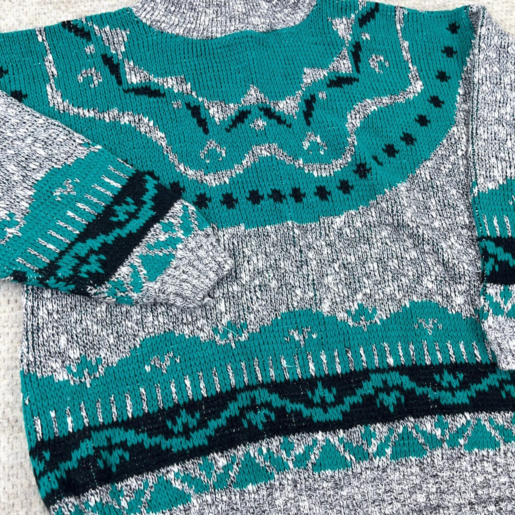 Vintage VINTAGE Adele Sweater Men Medium Green Nordic Geometric 80s 90s Casual Pullover Size US M / EU 48-50 / 2 - 3 Thumbnail