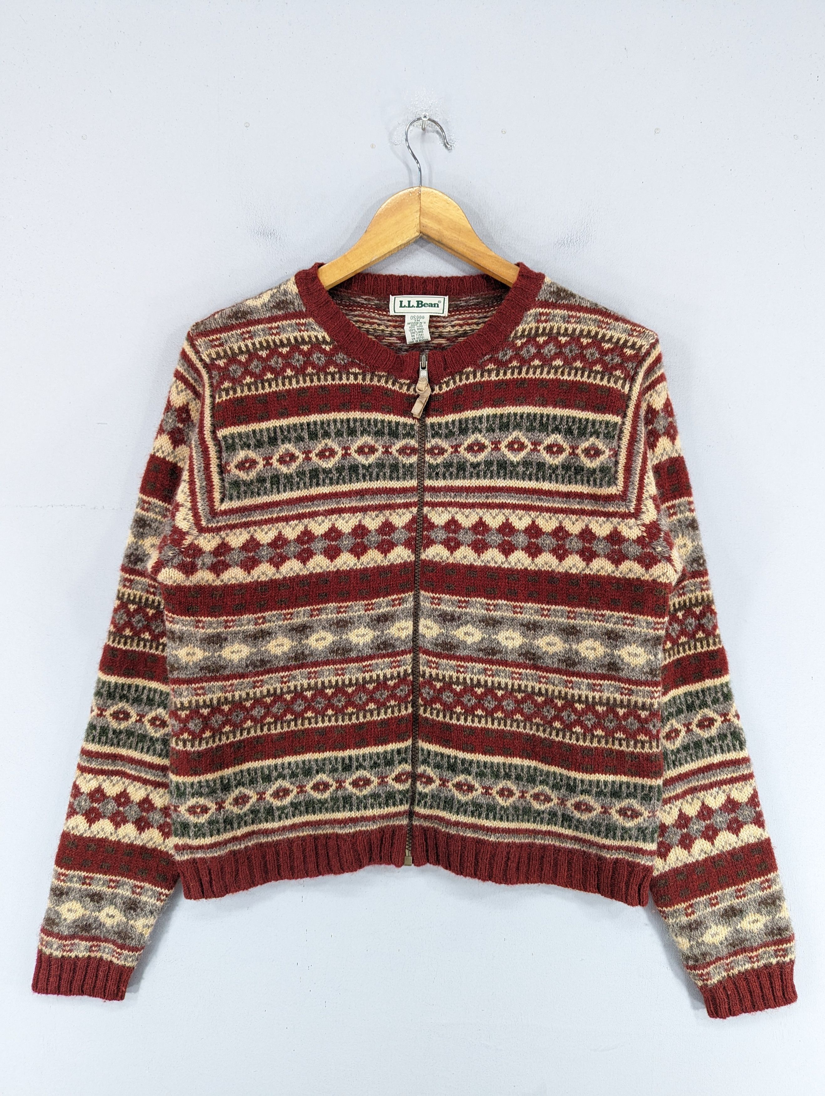 L L Bean Native Wool Zipper Cardigan Jacket