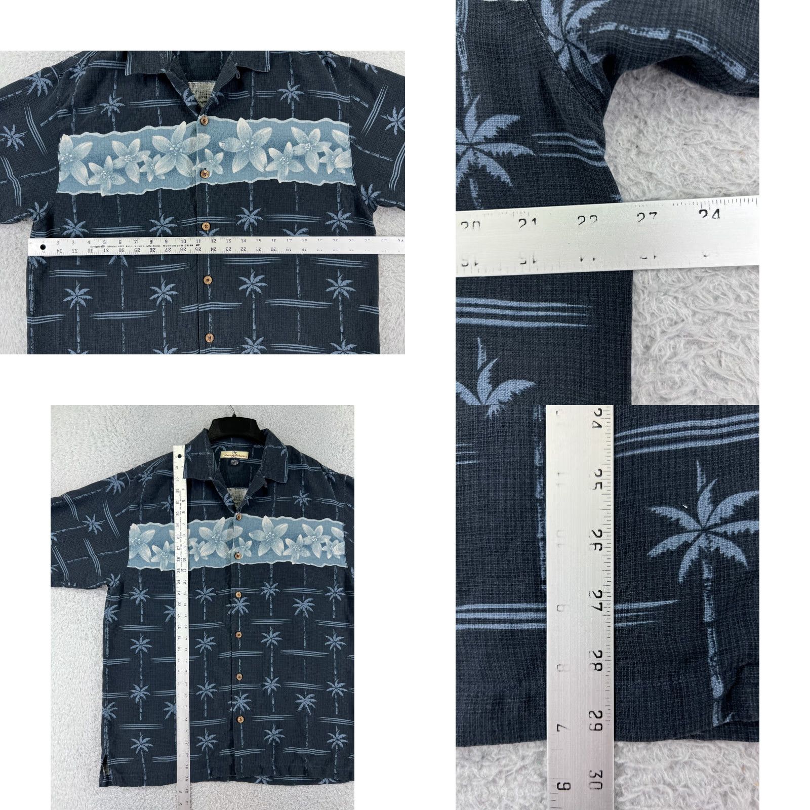 Tommy Bahama Tommy Bahama Shirt Men Medium Blue Floral Palm Tree All Over Print Silk Button-Up Size US M / EU 48-50 / 2 - 8 Thumbnail