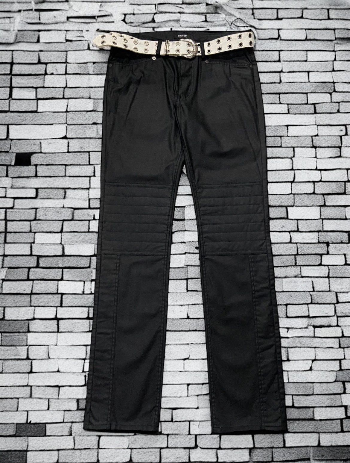 Burberry Vintage Burberry Waxed Biker Pants Rivet Belt Size US 32 / EU 48 - 1 Thumbnail