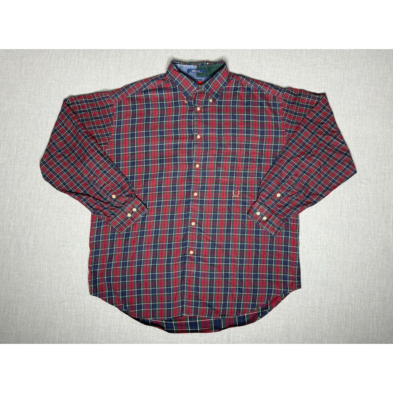 Tommy Hilfiger × Vintage Vintage Tommy Hilfiger Plaid Button Down Dress Shirt Large Size US L / EU 52-54 / 3 - 1 Thumbnail