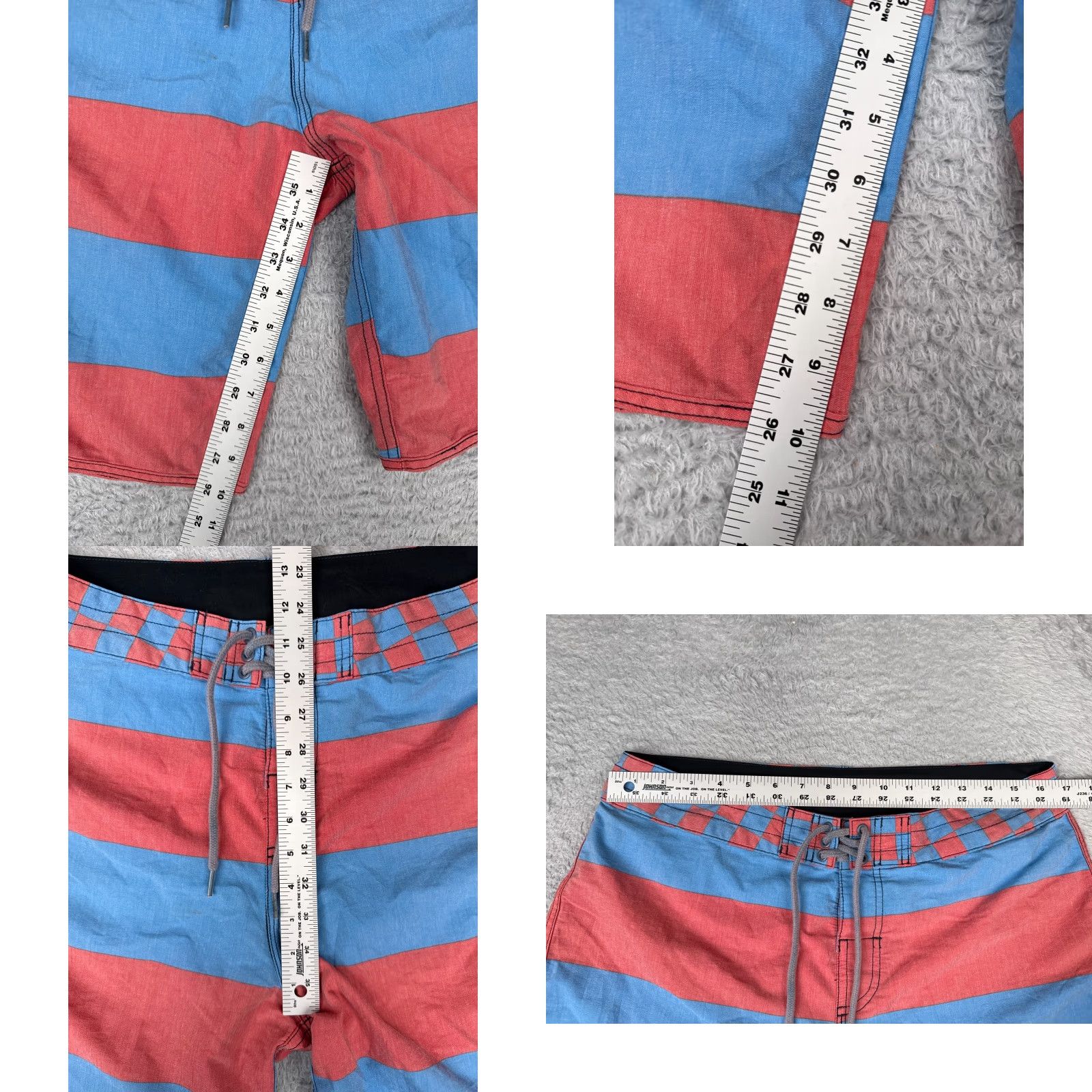 Quiksilver Quiksilver Board Shorts Men’s 36 Blue Red Stripe Checkered 35x10 Trunks Swim Trunks Beach Classic Size US 36 / EU 52 - 9 Thumbnail